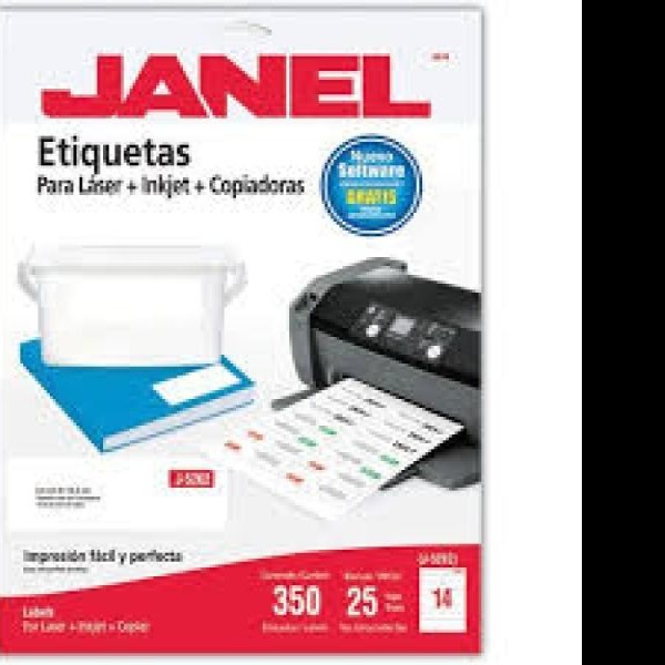 ETIQUETA PIMP. LASER JANEL 3.4X10.2CM PAQ.C25H. C.20